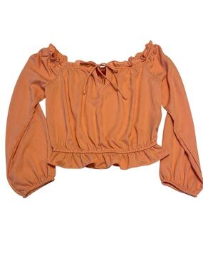 Romantic Off-Shoulder Bardot Neckline Puff Sleeve Ruffle Tie Peasant Blouse